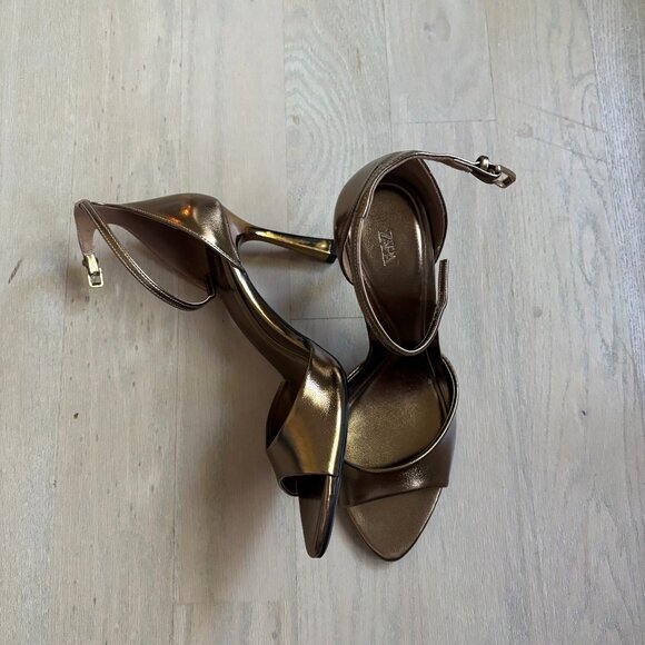Zara Bronze Heeled Sandals - Picture 2 of 4